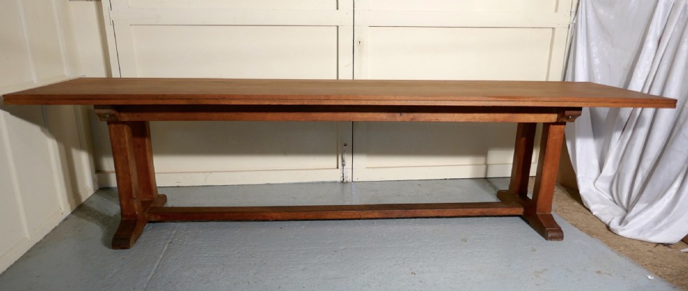 Huge 19th Century Arts and Crafts Golden Oak Refectory Table   View IX
