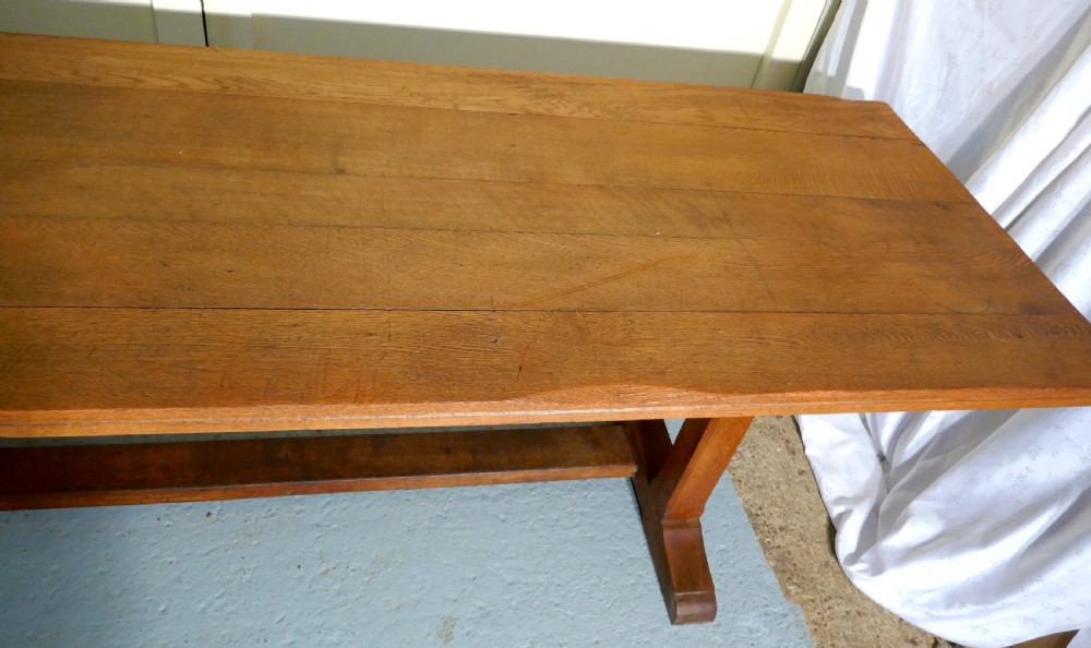 Huge 19th Century Arts and Crafts Golden Oak Refectory Table   View X