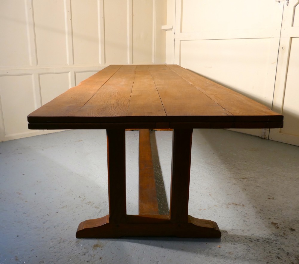 Huge 19th Century Arts and Crafts Golden Oak Refectory Table   View XII