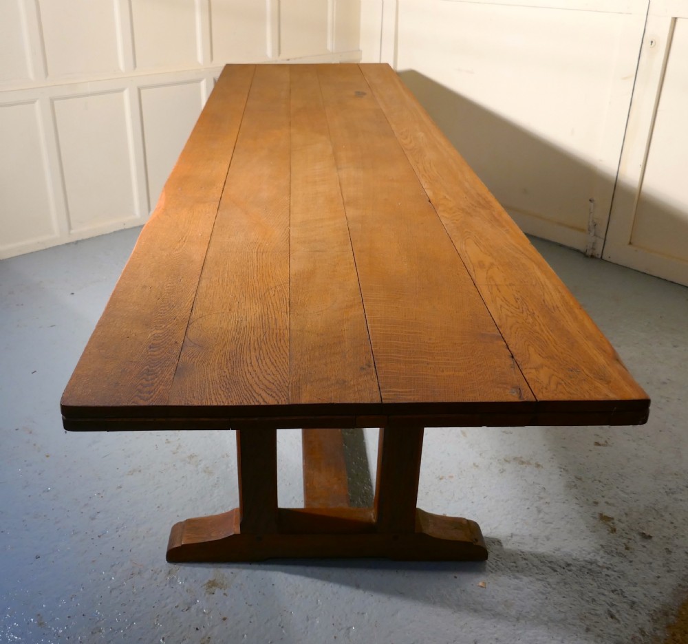 Huge 19th Century Arts and Crafts Golden Oak Refectory Table   View XIII