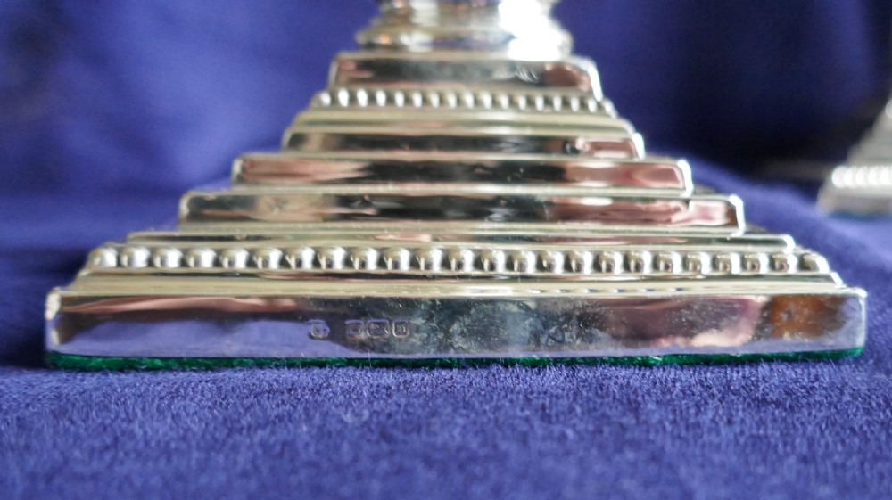 Pair of Classical Corinthian Column Silver Candlesticks Edwardian 1910 View XI