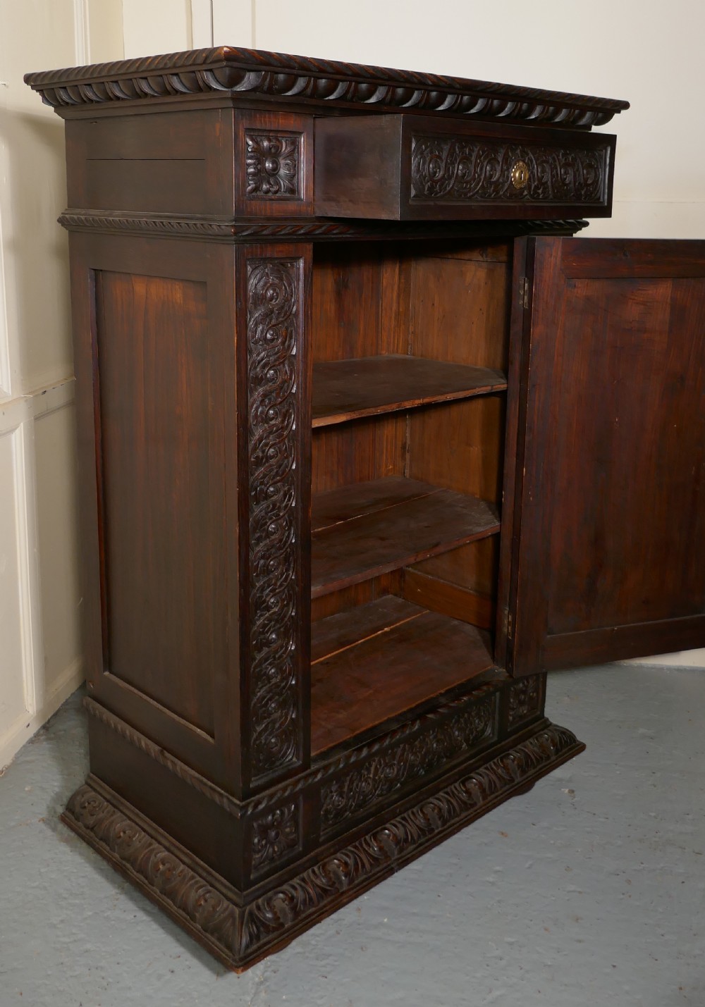 Early 19th Century Carved Oak Cupboard View III
