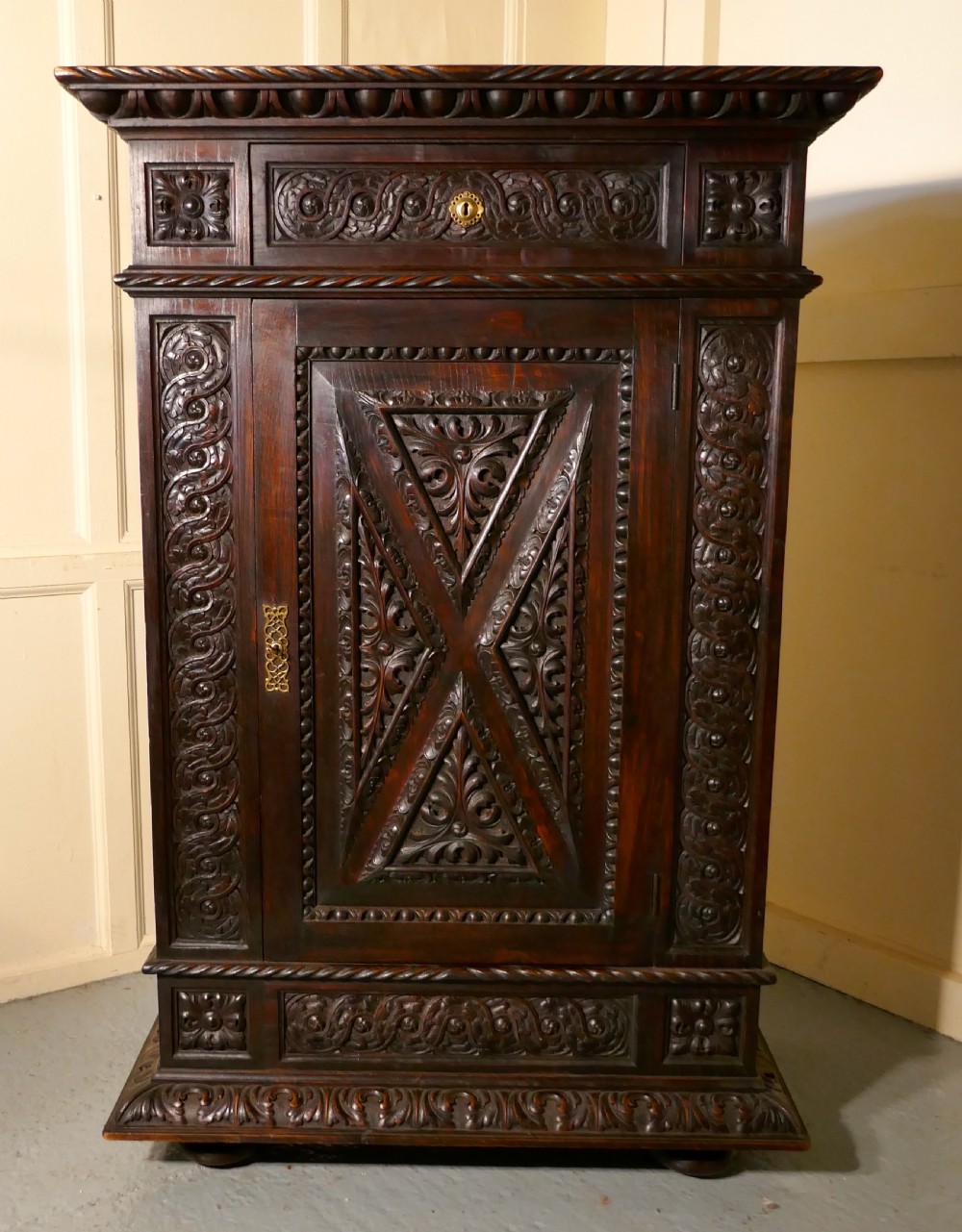Early 19th Century Carved Oak Cupboard View VI