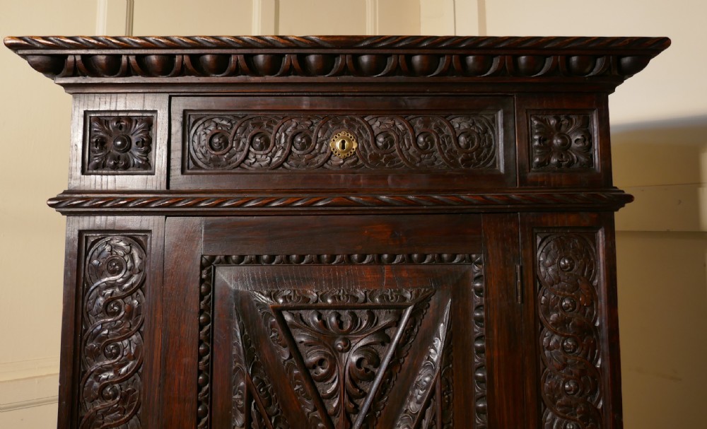 Early 19th Century Carved Oak Cupboard View VII