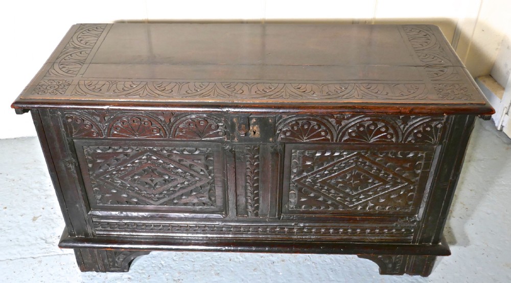 Small 17th Century Carved Oak Coffer