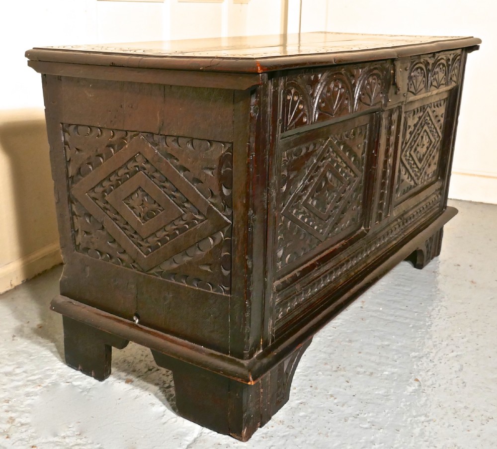 Small 17th Century Carved Oak Coffer View III