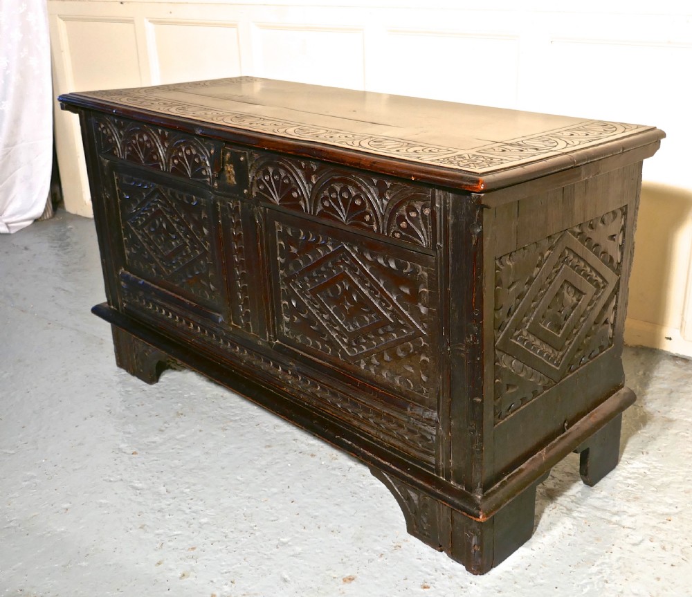 Small 17th Century Carved Oak Coffer View IV