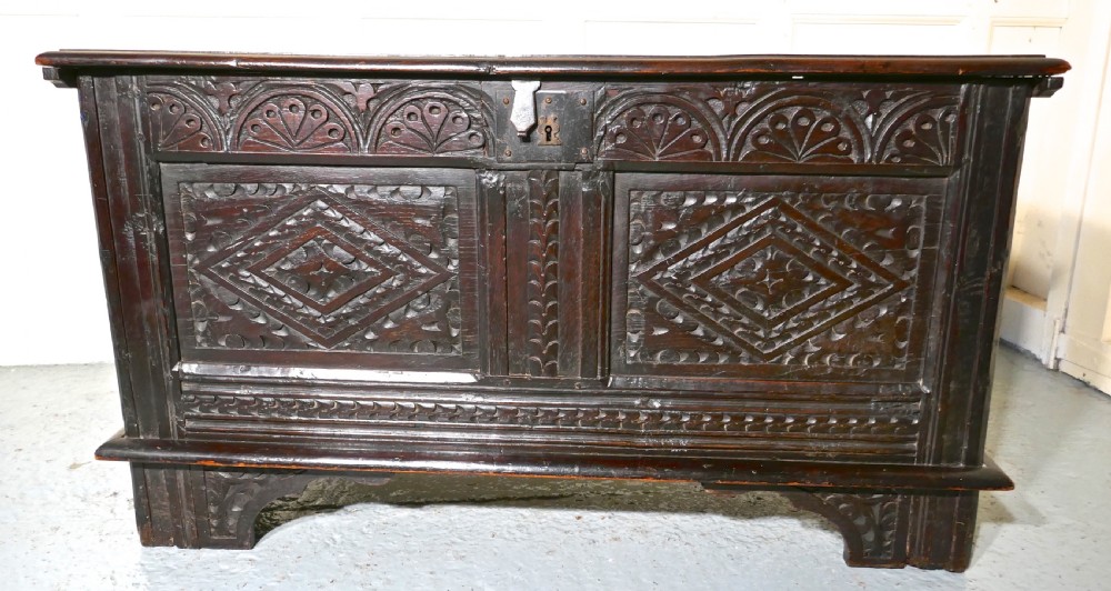Small 17th Century Carved Oak Coffer View VI