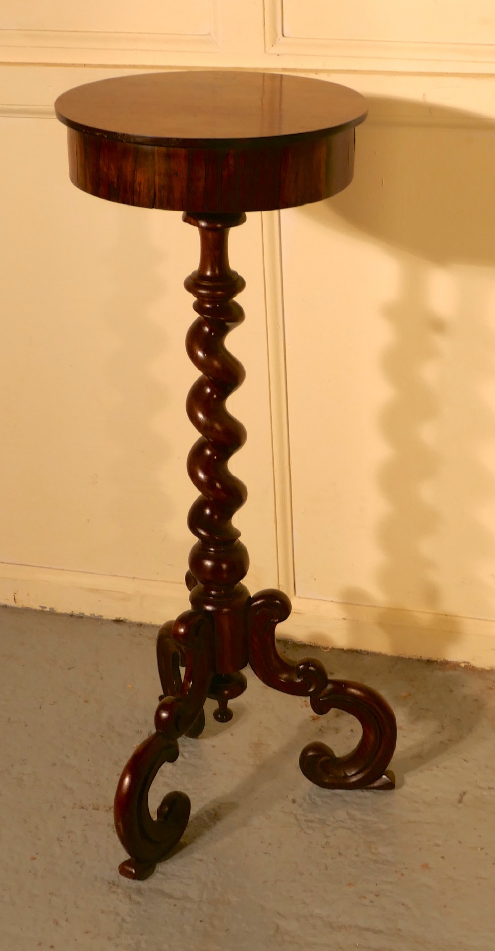 Small 19th Century Rosewood  Barley Twist Torchere Table