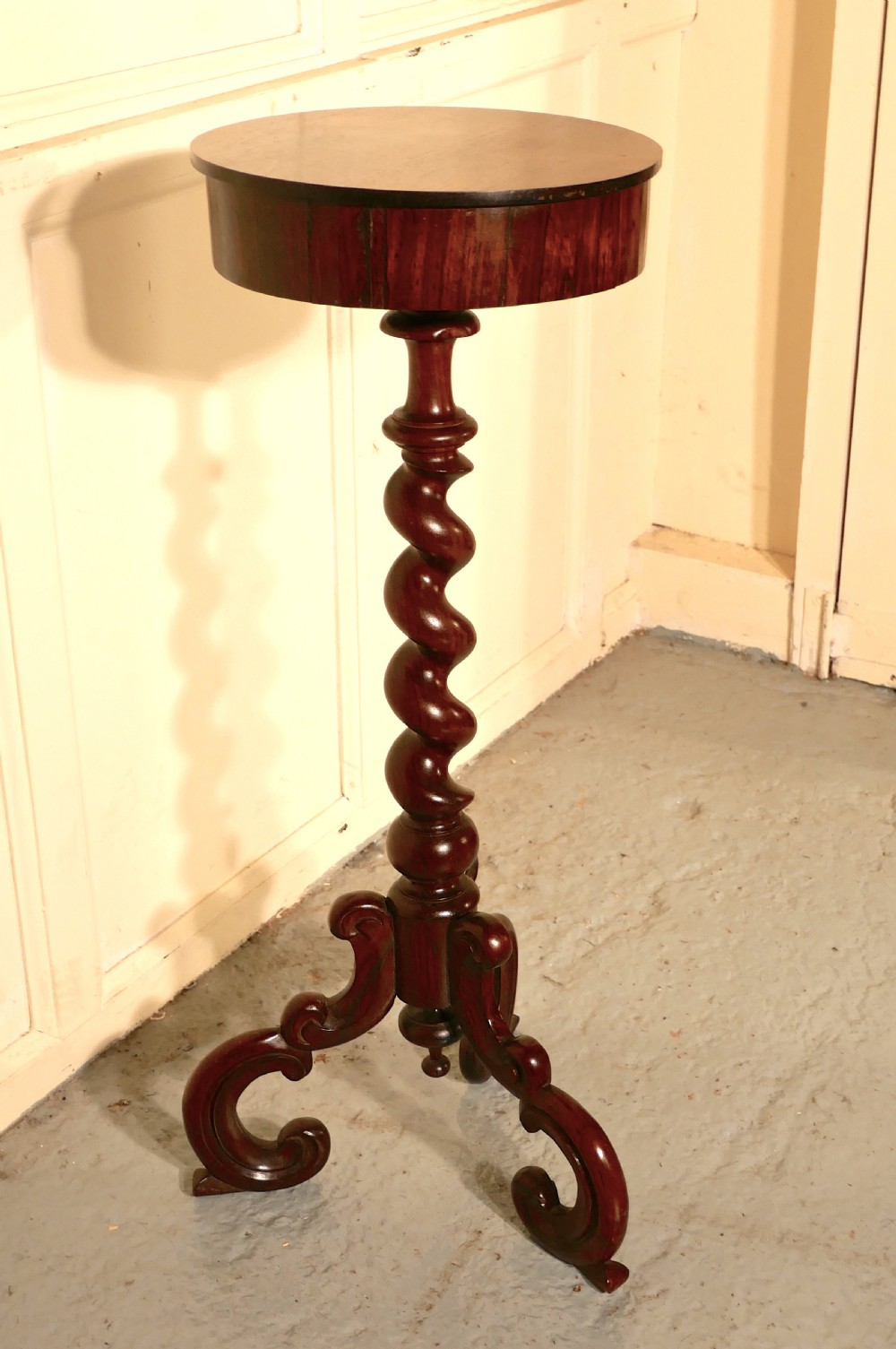 Small 19th Century Rosewood  Barley Twist Torchere Table View IV