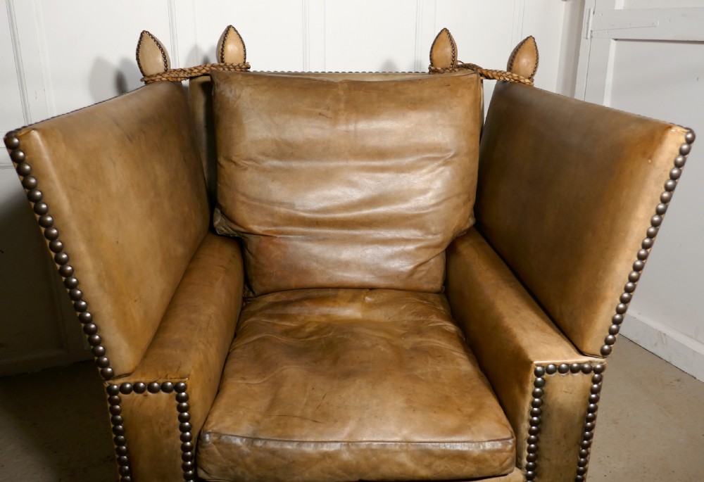 Large Leather Knole Arm Chair,  View VI