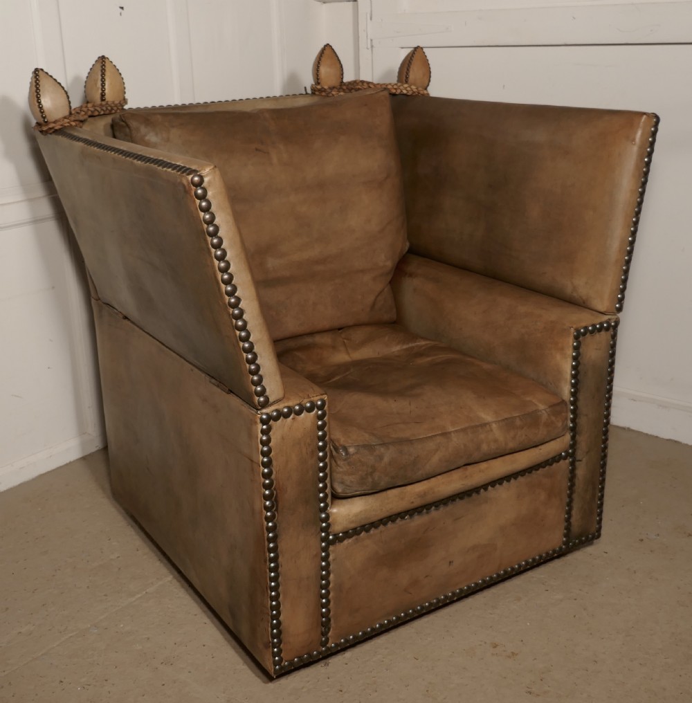 Large Leather Knole Arm Chair,  View XI
