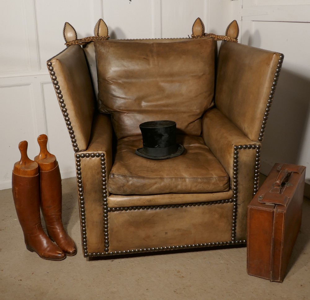 Large Leather Knole Arm Chair,  View XIII