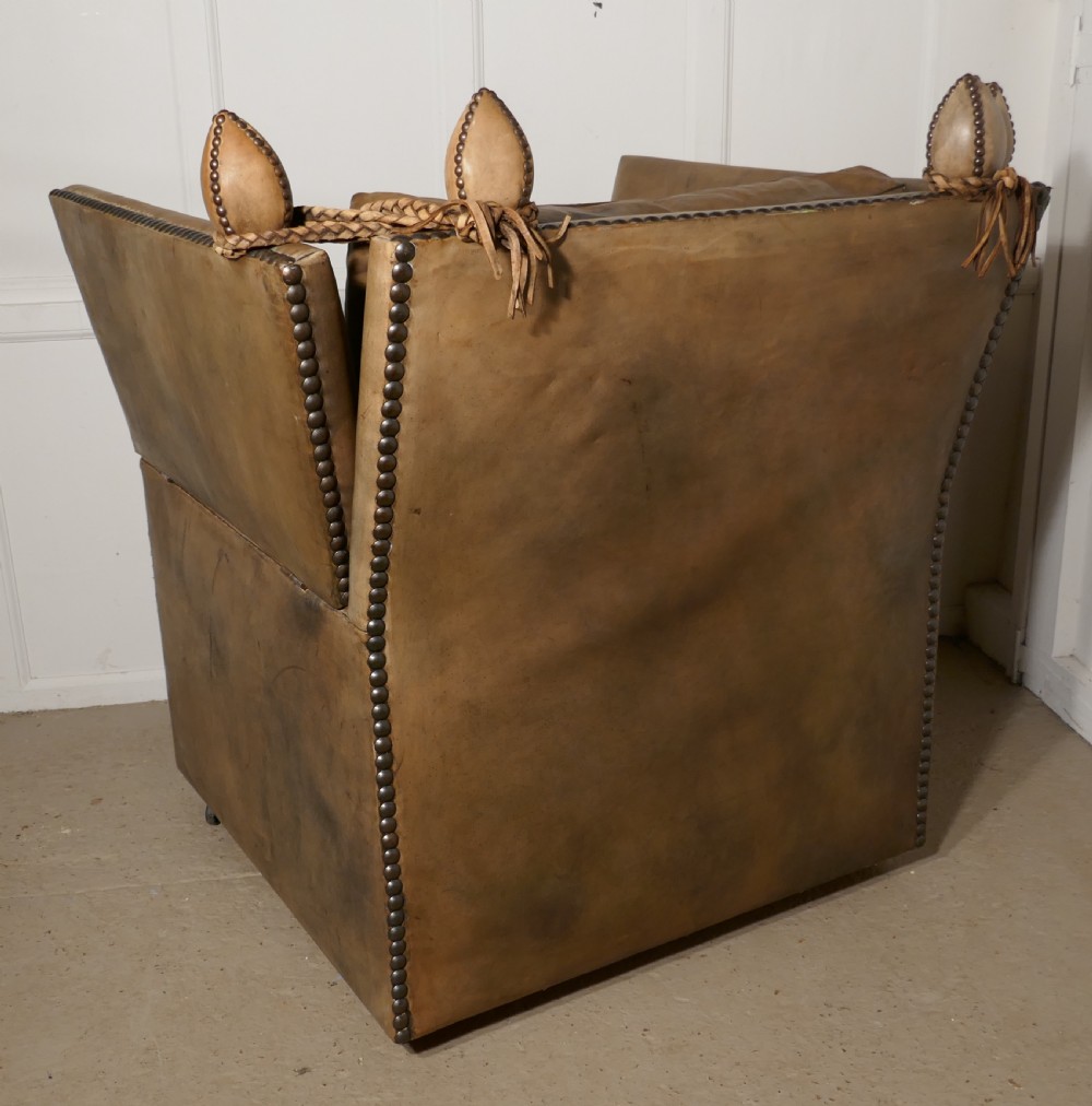 Large Leather Knole Arm Chair,  View XIV