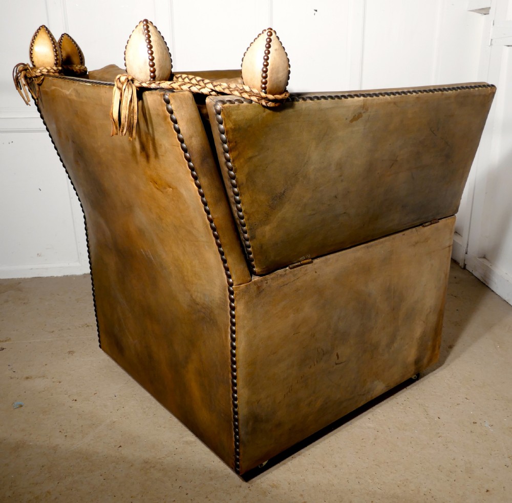 Large Leather Knole Arm Chair,  View XVI