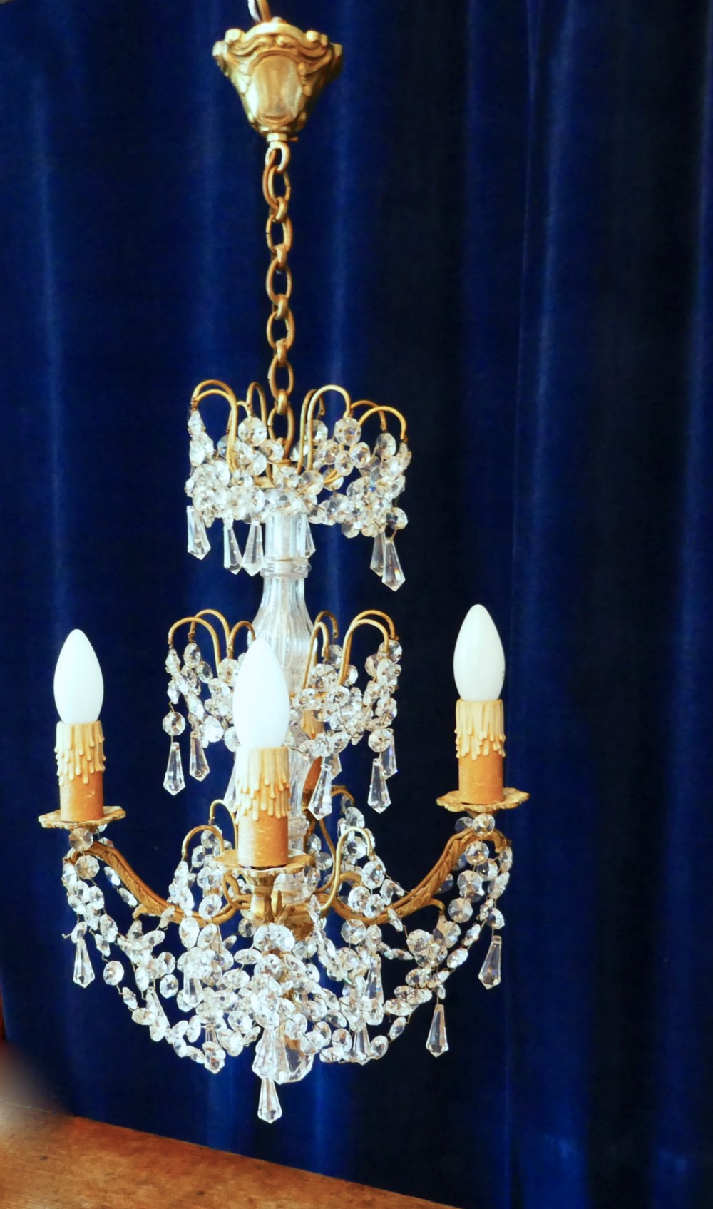 A Stunning 4 Branch Chandelier by Lucien Gau Paris