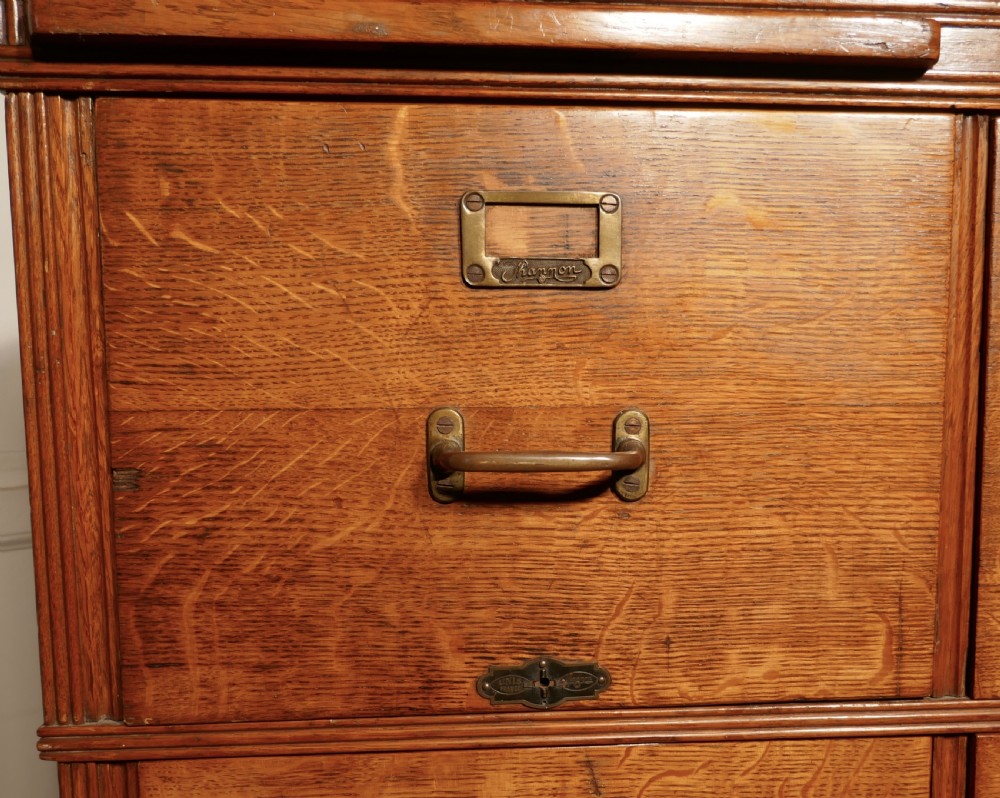 Large Edwardian 11 Drawer Oak Filing Cabinet, by Shannon View II