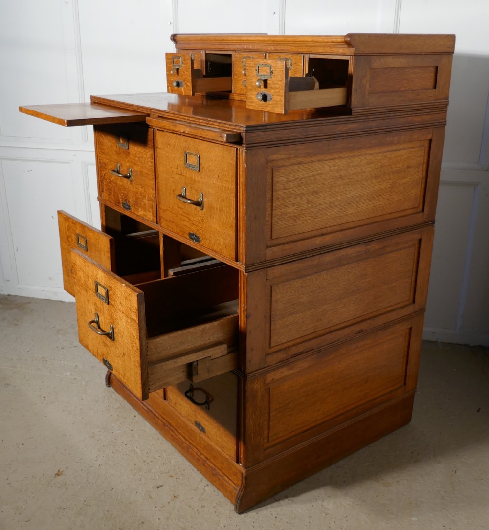 Large Edwardian 11 Drawer Oak Filing Cabinet, by Shannon View V