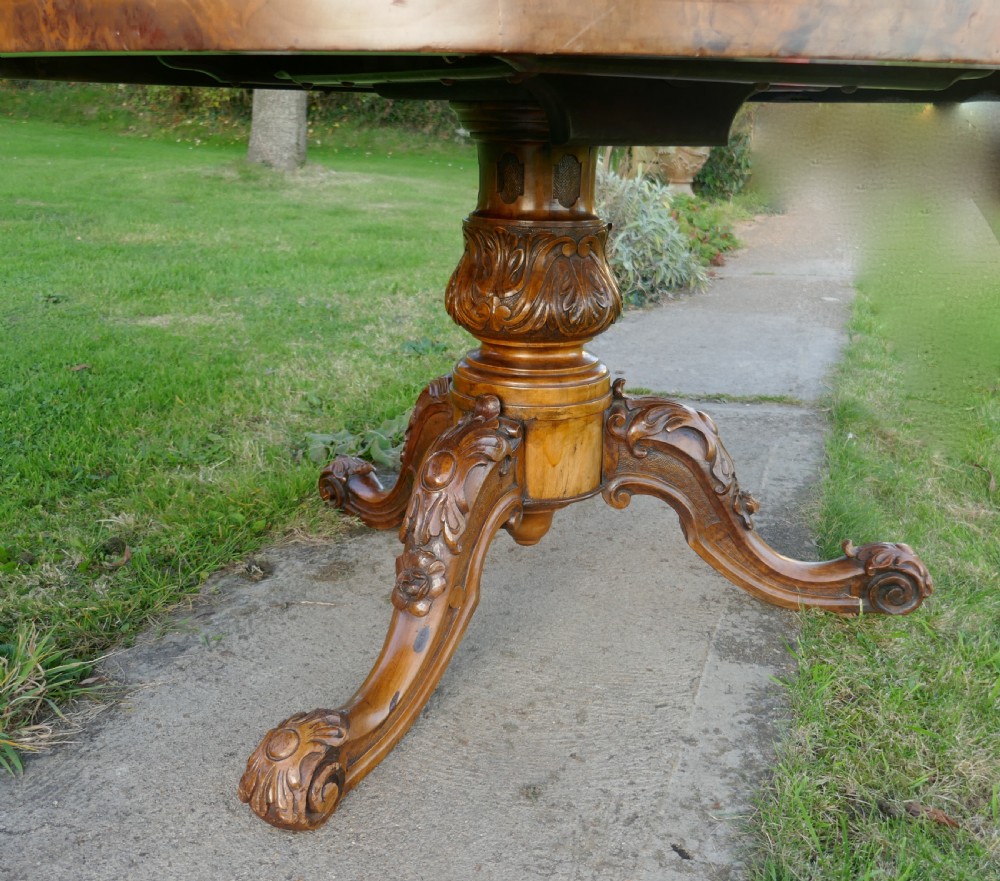 Large Inlaid Musical Theme Burr Walnut Marquetry Centre Dining Table  View X