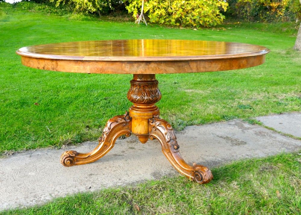 Large Inlaid Musical Theme Burr Walnut Marquetry Centre Dining Table  View XII