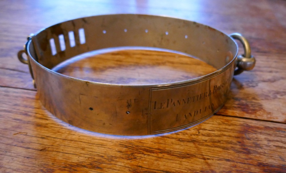 Important 19th Century French Nickel Silver Hunting Dog Collar, Engraved Provenance