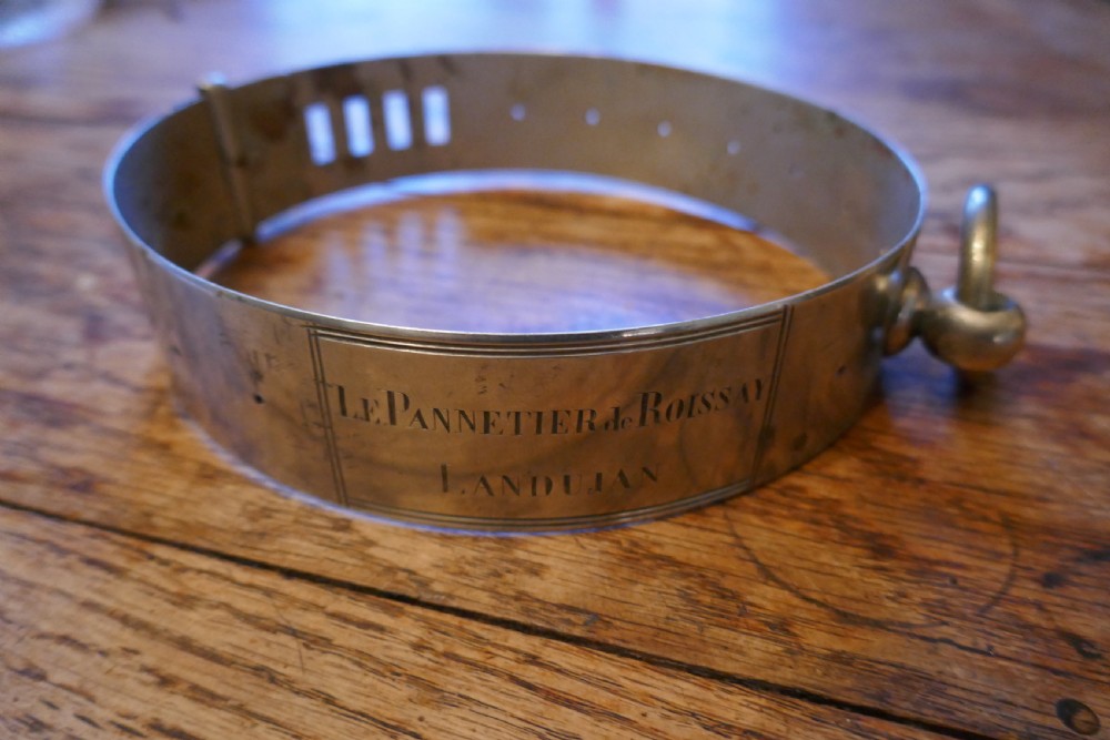 Important 19th Century French Nickel Silver Hunting Dog Collar, Engraved Provenance View IV