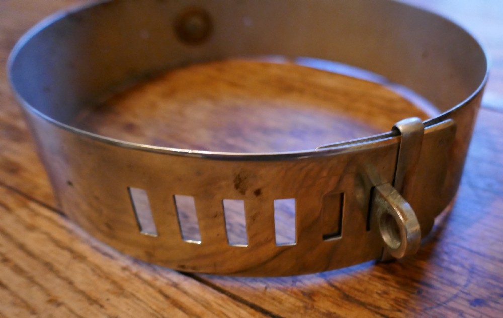 Important 19th Century French Nickel Silver Hunting Dog Collar, Engraved Provenance View VII