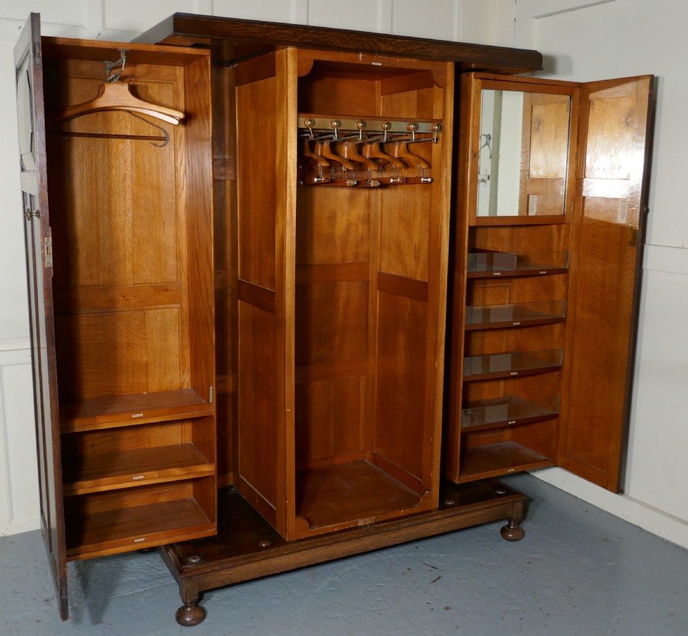 Metamorphic Gentlemans Triple Oak Wardrobe Compactum by Kean and Scott View X