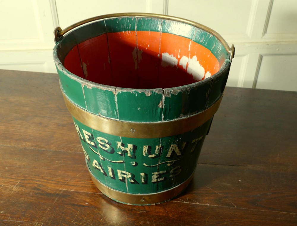 A 19th Century Painted and Brass Dairy Bucket or Milk Pail View III