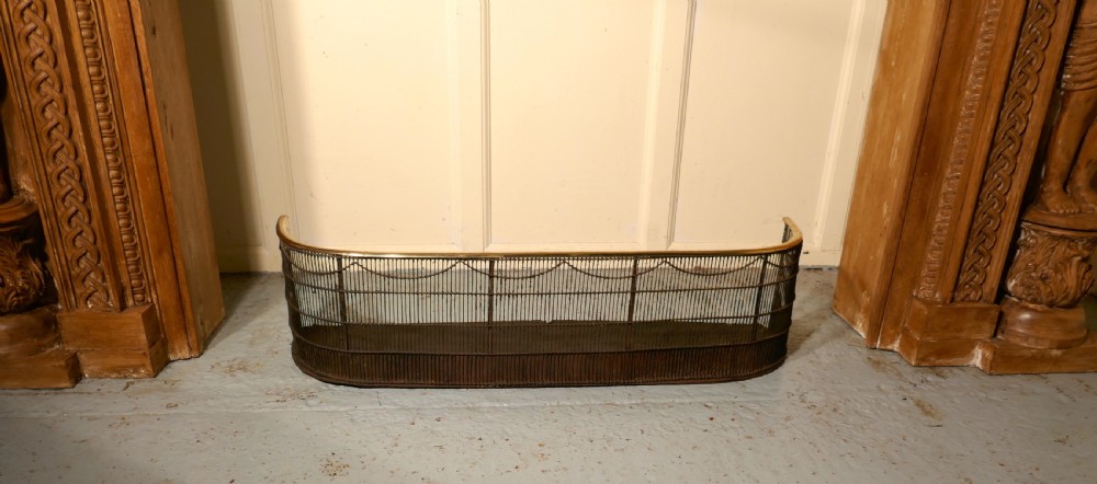 Georgian Brass and Iron Club Fender or Nursery Fire Guard View V