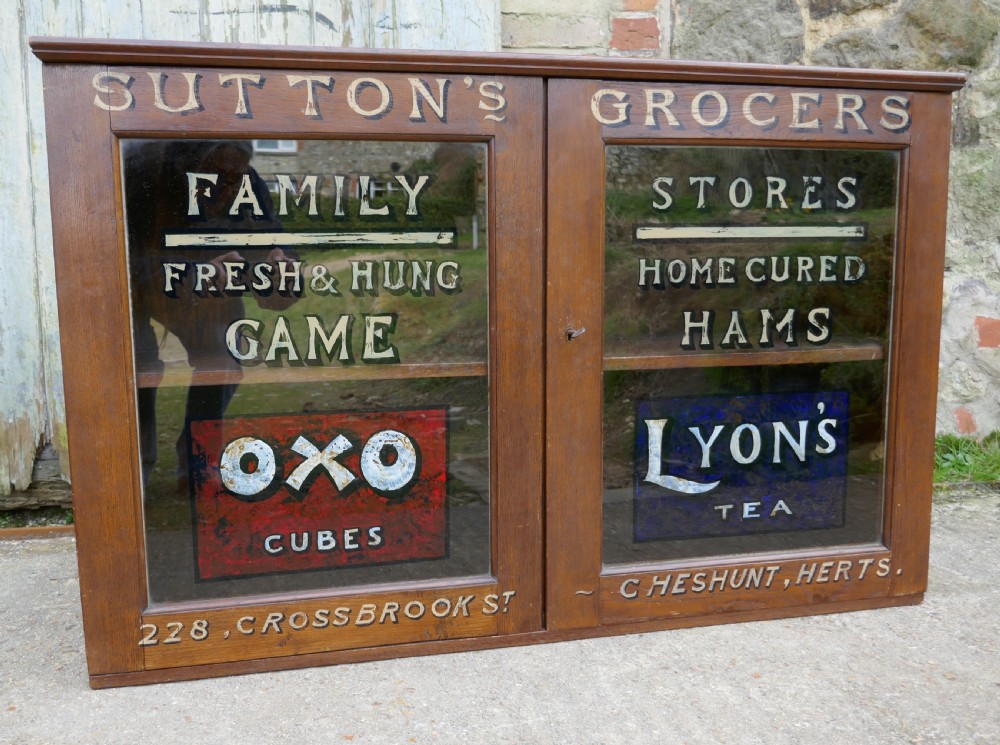 Victorian Sign painted grocers cupboard, farm shop country store View IV