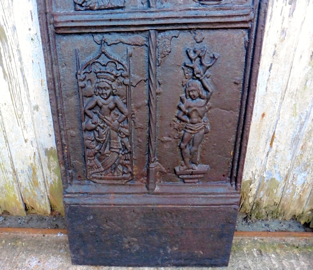 Huge Medieval French Iron Ecclesiastical Inglenook Fire Back View IV