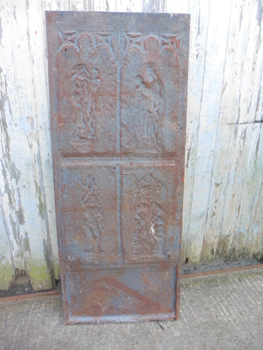 Huge Medieval French Iron Ecclesiastical Inglenook Fire Back View VIII