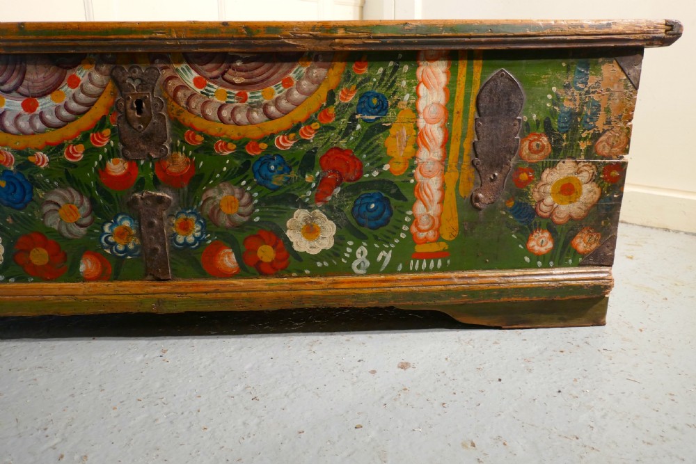 European Folk Art Painted Pine Chest View V