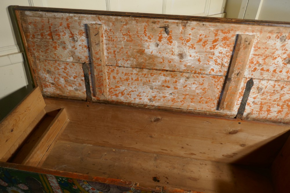 European Folk Art Painted Pine Chest View VI