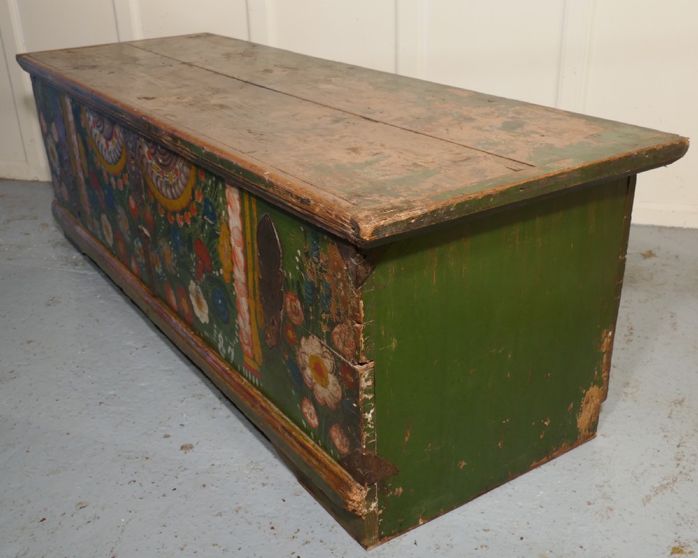 European Folk Art Painted Pine Chest View VIII