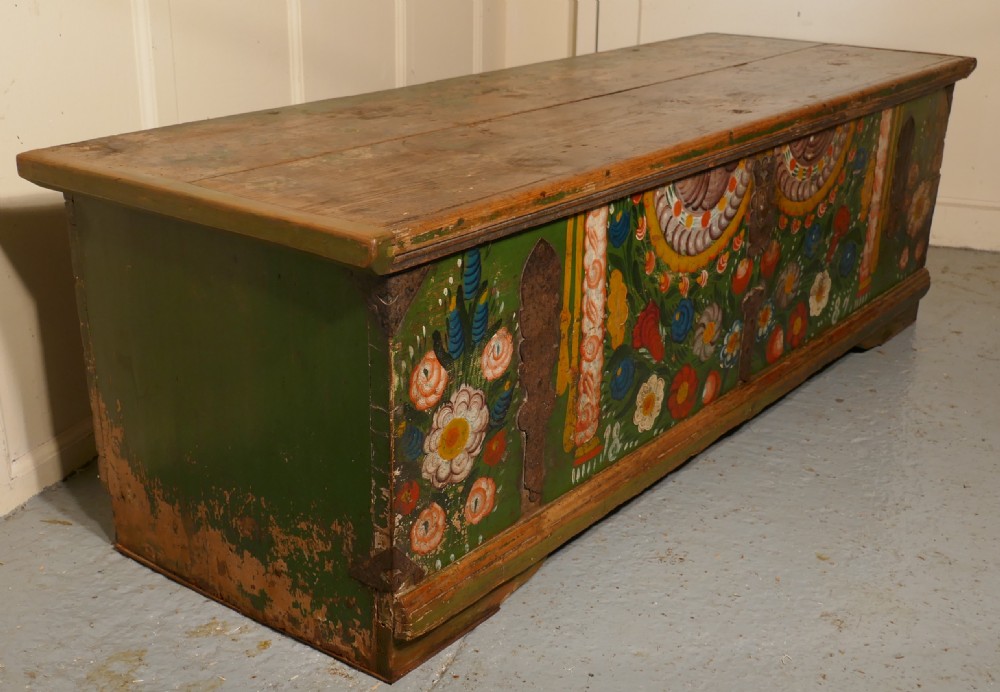 European Folk Art Painted Pine Chest View IX