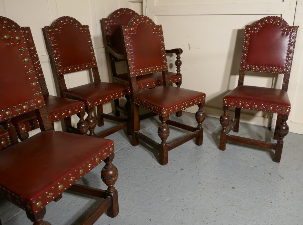 Set of 8 Gothic Oak Dining Chairs by Gillow View VIII