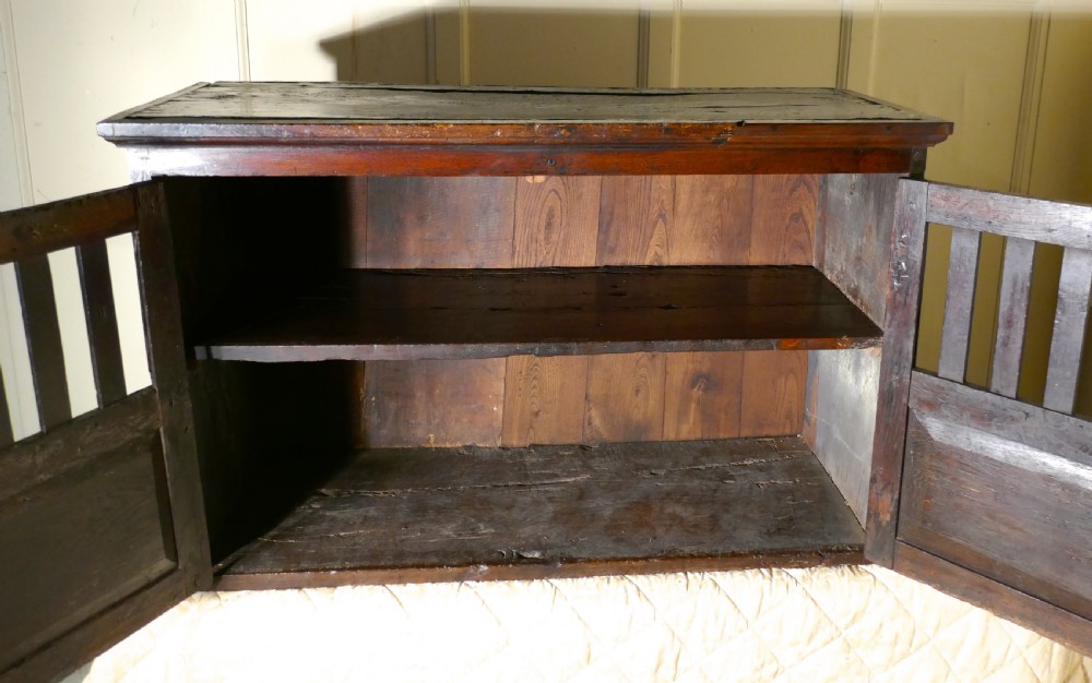 17th Century Antique Oak Food Cupboard, Bread Hutch View III