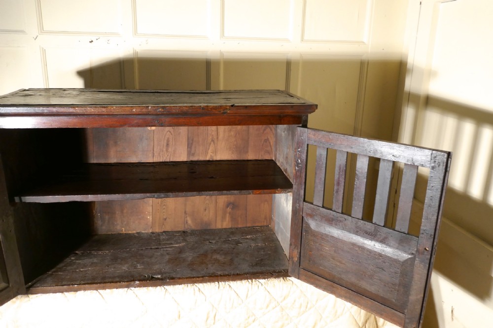 17th Century Antique Oak Food Cupboard, Bread Hutch View IV