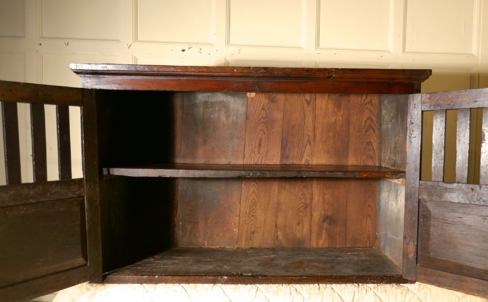 17th Century Antique Oak Food Cupboard, Bread Hutch View V