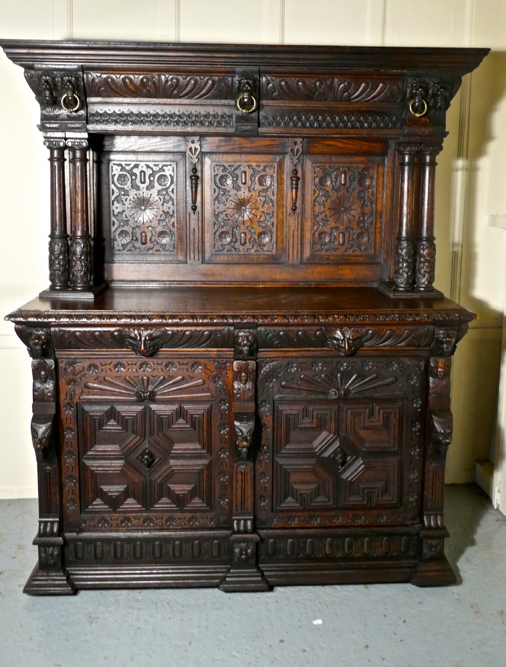 18th Century Carved Oak Buffet Sideboard Dresser