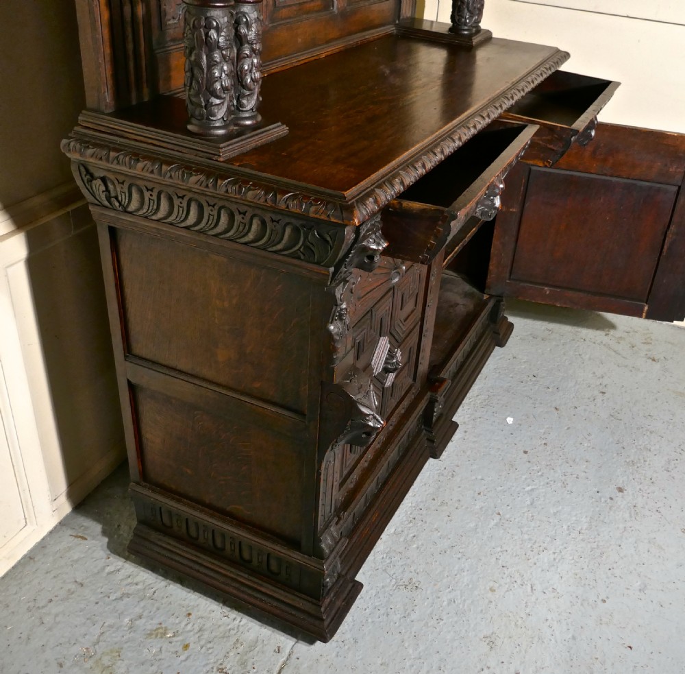 18th Century Carved Oak Buffet Sideboard Dresser View XV
