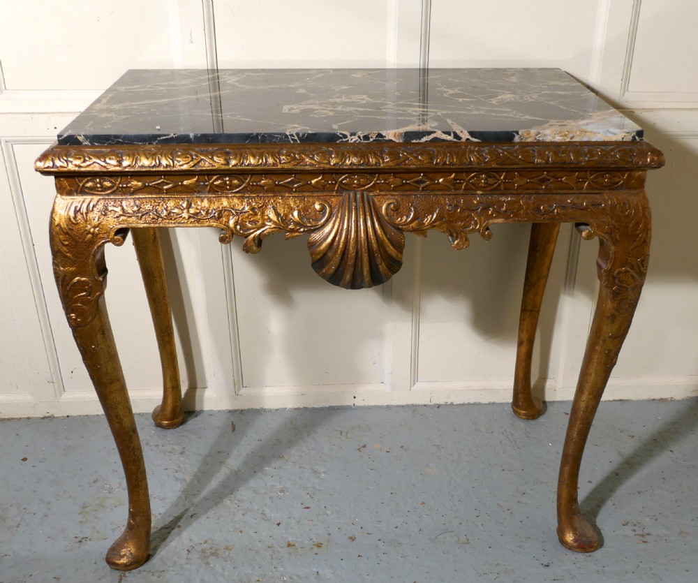 Old French Marble Top Gilt Console or Hall Table View II