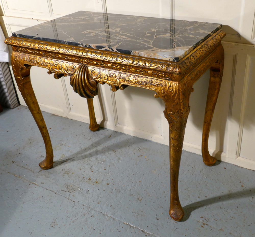 Old French Marble Top Gilt Console or Hall Table View VI