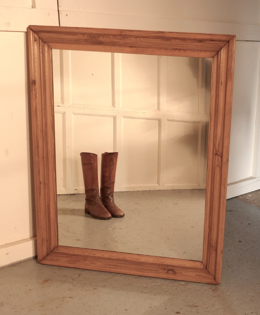 Large Victorian Wall Mirror with a Moulded Pine Frame