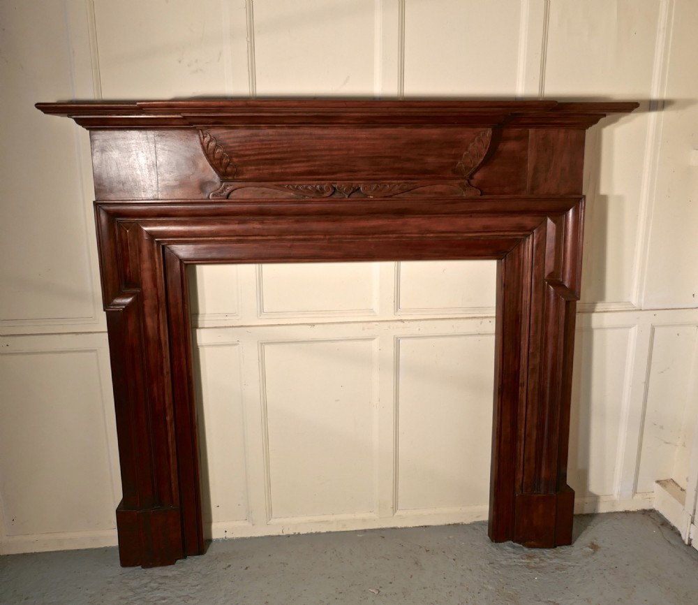 Large Art Deco Mahogany Fireplace