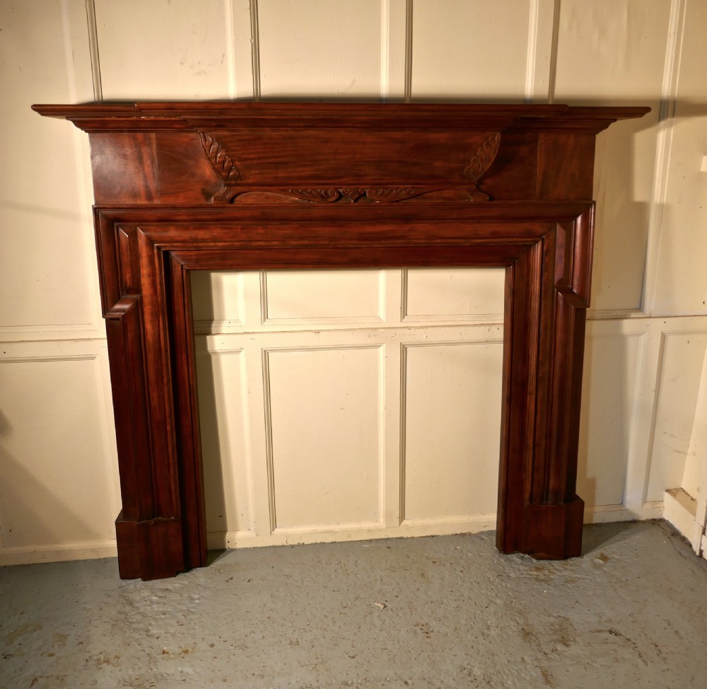 Large Art Deco Mahogany Fireplace View X