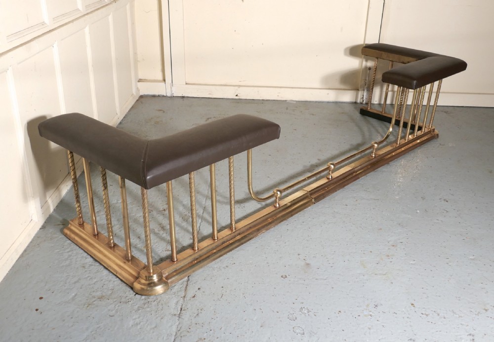 A Very Large Extending Brass and Leather Club Fender