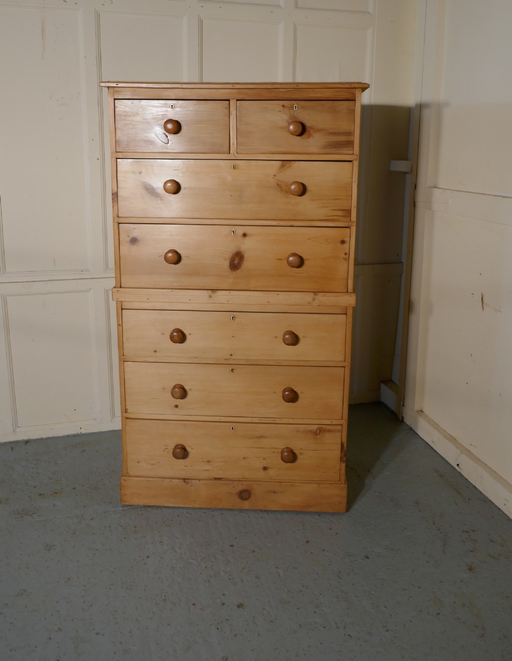 Victorian 7 Pine Drawer Chest on Chest View IV
